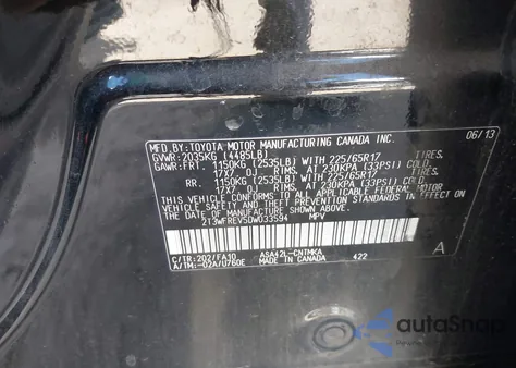 2013 Toyota Rav4 Xle z USA, uszkodzony, nr VIN 2T3WFREV5DW033594